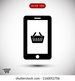 mobile smartphone icon, stock vector illustration flat design style