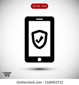 mobile smartphone icon, stock vector illustration flat design style