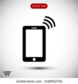 mobile smartphone icon, stock vector illustration flat design style