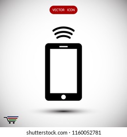 mobile smartphone icon, stock vector illustration flat design style