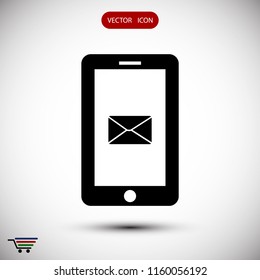 mobile smartphone icon, stock vector illustration flat design style