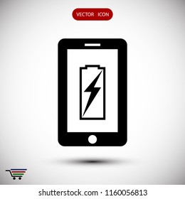 mobile smartphone icon, stock vector illustration flat design style