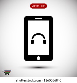 mobile smartphone icon, stock vector illustration flat design style