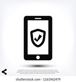 mobile smartphone icon, stock vector illustration flat design style