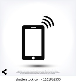mobile smartphone icon, stock vector illustration flat design style