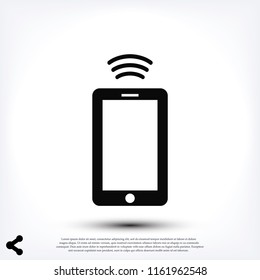 mobile smartphone icon, stock vector illustration flat design style