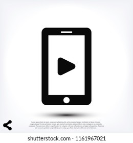 mobile smartphone icon, stock vector illustration flat design style