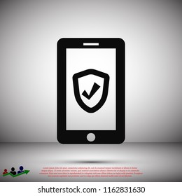 mobile smartphone icon, stock vector illustration flat design style