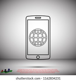mobile smartphone icon, stock vector illustration flat design style