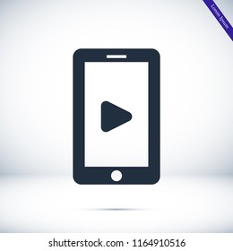 mobile smartphone icon, stock vector illustration flat design style
