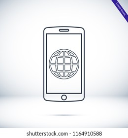mobile smartphone icon, stock vector illustration flat design style