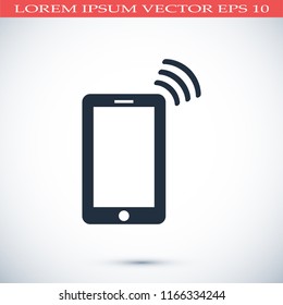 mobile smartphone icon, stock vector illustration flat design style