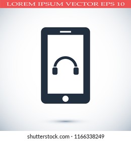 mobile smartphone icon, stock vector illustration flat design style