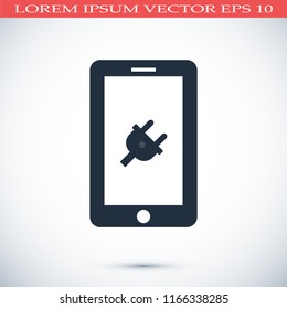 mobile smartphone icon, stock vector illustration flat design style