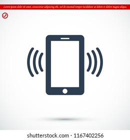 mobile smartphone icon, stock vector illustration flat design style