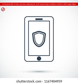 mobile smartphone icon, stock vector illustration flat design style
