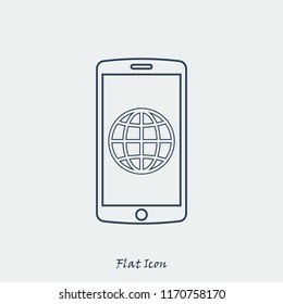 mobile smartphone icon, stock vector illustration flat design style