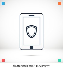mobile smartphone icon, stock vector illustration flat design style