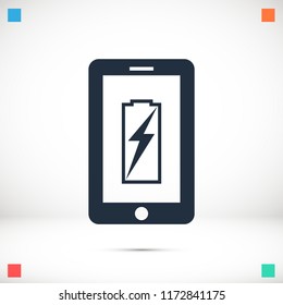 mobile smartphone icon, stock vector illustration flat design style