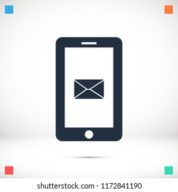 mobile smartphone icon, stock vector illustration flat design style