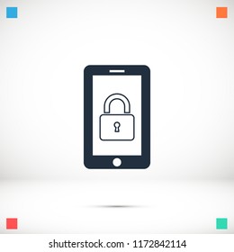 mobile smartphone icon, stock vector illustration flat design style