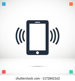 mobile smartphone icon, stock vector illustration flat design style