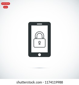 mobile smartphone icon, stock vector illustration flat design style