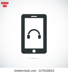 mobile smartphone icon, stock vector illustration flat design style