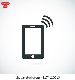 mobile smartphone icon, stock vector illustration flat design style