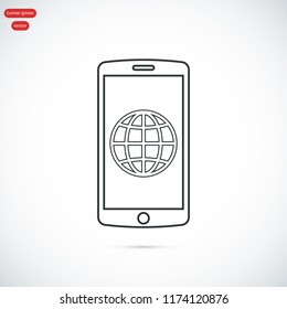 mobile smartphone icon, stock vector illustration flat design style