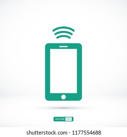 mobile smartphone icon, stock vector illustration flat design style