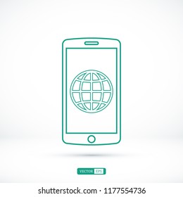 mobile smartphone icon, stock vector illustration flat design style