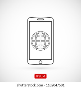 mobile smartphone icon, stock vector illustration flat design style