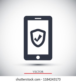 mobile smartphone icon, stock vector illustration flat design style