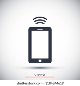 mobile smartphone icon, stock vector illustration flat design style