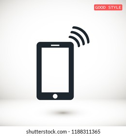 mobile smartphone icon, stock vector illustration flat design style