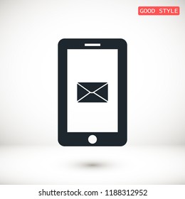mobile smartphone icon, stock vector illustration flat design style
