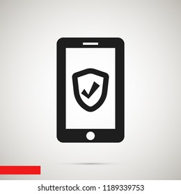 mobile smartphone icon, stock vector illustration flat design style