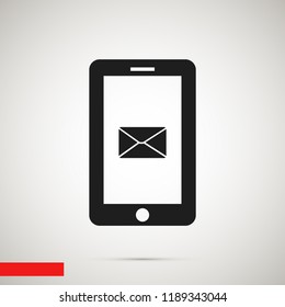 mobile smartphone icon, stock vector illustration flat design style