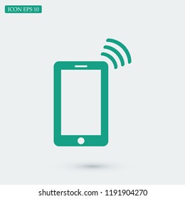 mobile smartphone icon, stock vector illustration flat design style