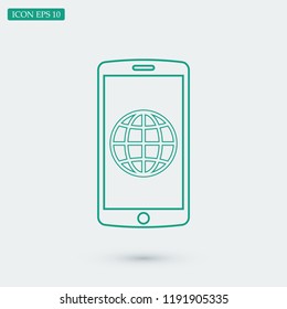 mobile smartphone icon, stock vector illustration flat design style