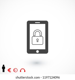 mobile smartphone icon, stock vector illustration flat design style