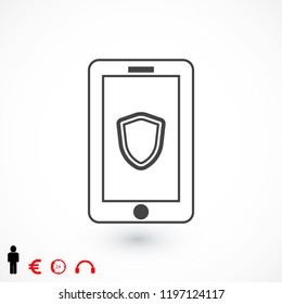 mobile smartphone icon, stock vector illustration flat design style