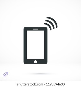 mobile smartphone icon, stock vector illustration flat design style