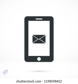 mobile smartphone icon, stock vector illustration flat design style