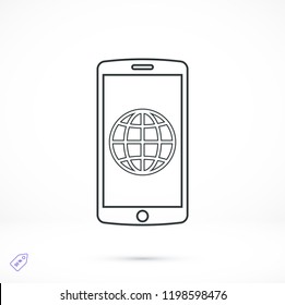 mobile smartphone icon, stock vector illustration flat design style