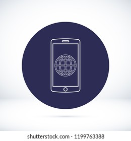 mobile smartphone icon, stock vector illustration flat design style