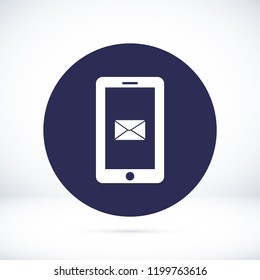 mobile smartphone icon, stock vector illustration flat design style