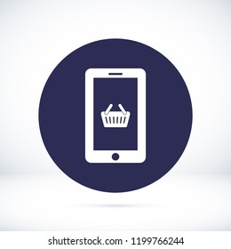 mobile smartphone icon, stock vector illustration flat design style