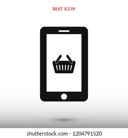 mobile smartphone icon, stock vector illustration flat design style